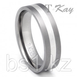 Flat Titanium Silver Inlay Wedding Ring-02