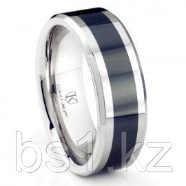 Cobalt XF Chrome 8MM Two Tone Beveled Polished Wedding Band Ring