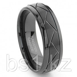 Black Tungsten 8MM Diamond Cut Dome Wedding Band Ring