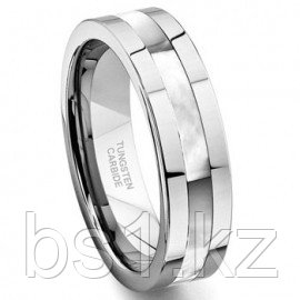 Tungsten Carbide Mother of Pearl Inlay Wedding Band Ring