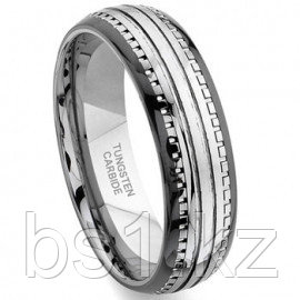 2nd Generation Tungsten Carbide Two Tone Dome Milgrain Wedding Band Ring