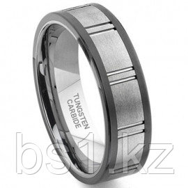 2nd Generation Tungsten Carbide Two Tone Horizontal Groove Wedding Band Ring-02