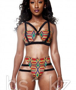 African Print Inspired Two Piece Bathing Suit -02